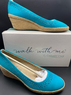 Bright Jade Suede Derely Walk With Me Wedges by Coldwater Creek
